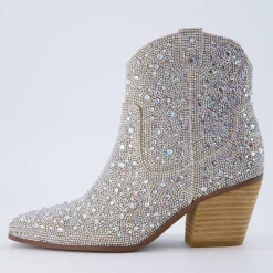 Booties>Cushionaire Bravo Rhinestone Western Boot Silver