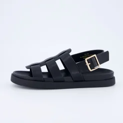 Flat Sandals | Footbed Sandals>Cushionaire Ego Fisherman Sandal Black