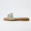Slide Sandals | Flat Sandals>Cushionaire Fortuna Braided Rhinestone Slide Sandal Silver
