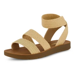 Flat Sandals>Cushionaire Indego Two Band Stretch Sandal