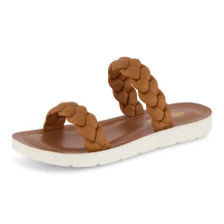 Slide Sandals | Flat Sandals>Cushionaire Isla Braided Two Band Sandal