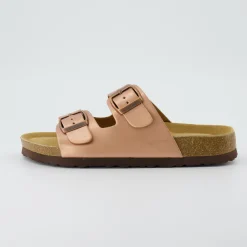 Slide Sandals | Footbed Sandals>Cushionaire Lane Cork Footbed Sandal Metallics