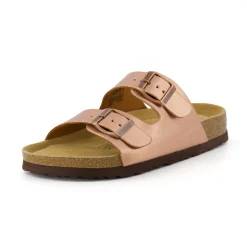 Slide Sandals | Footbed Sandals>Cushionaire Lane Cork Footbed Sandal Metallics