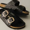 Slide Sandals | Footbed Sandals>Cushionaire Lang Woven Cork Footbed Sandal
