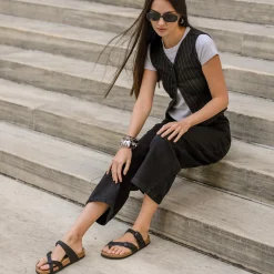 Slide Sandals | Footbed Sandals>Cushionaire Luna Cork Footbed Sandal