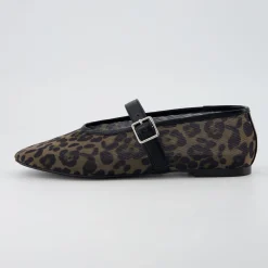 Mary Janes>Cushionaire Moma Leopard Print Mary Jane Flat Cheetah