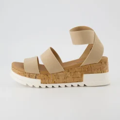 Platform Sandals>Cushionaire Naomi Stretch Cork Wedge Sandal