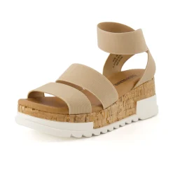 Platform Sandals>Cushionaire Naomi Stretch Cork Wedge Sandal