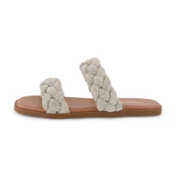 Slide Sandals | Flat Sandals>Cushionaire Natasha Braided Rhinestone Dress Sandal SilverSparkle