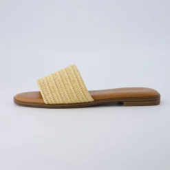 Slide Sandals | Flat Sandals>Cushionaire Sesame Raffia Slide Sandal