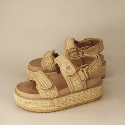 Footbed Sandals | Platform Sandals>Cushionaire Shore Raffia Platform Sandal NaturalRaffia