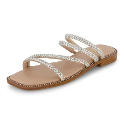 Slide Sandals | Flat Sandals>Cushionaire Varda Studded Strappy Sandal Silver