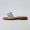 Slide Sandals | Flat Sandals>Cushionaire Verse Woven Rhinestone Slide Sandals SilverSparkle