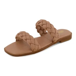 Slide Sandals | Flat Sandals>Cushionaire Vicki Braided Two Band Sandal